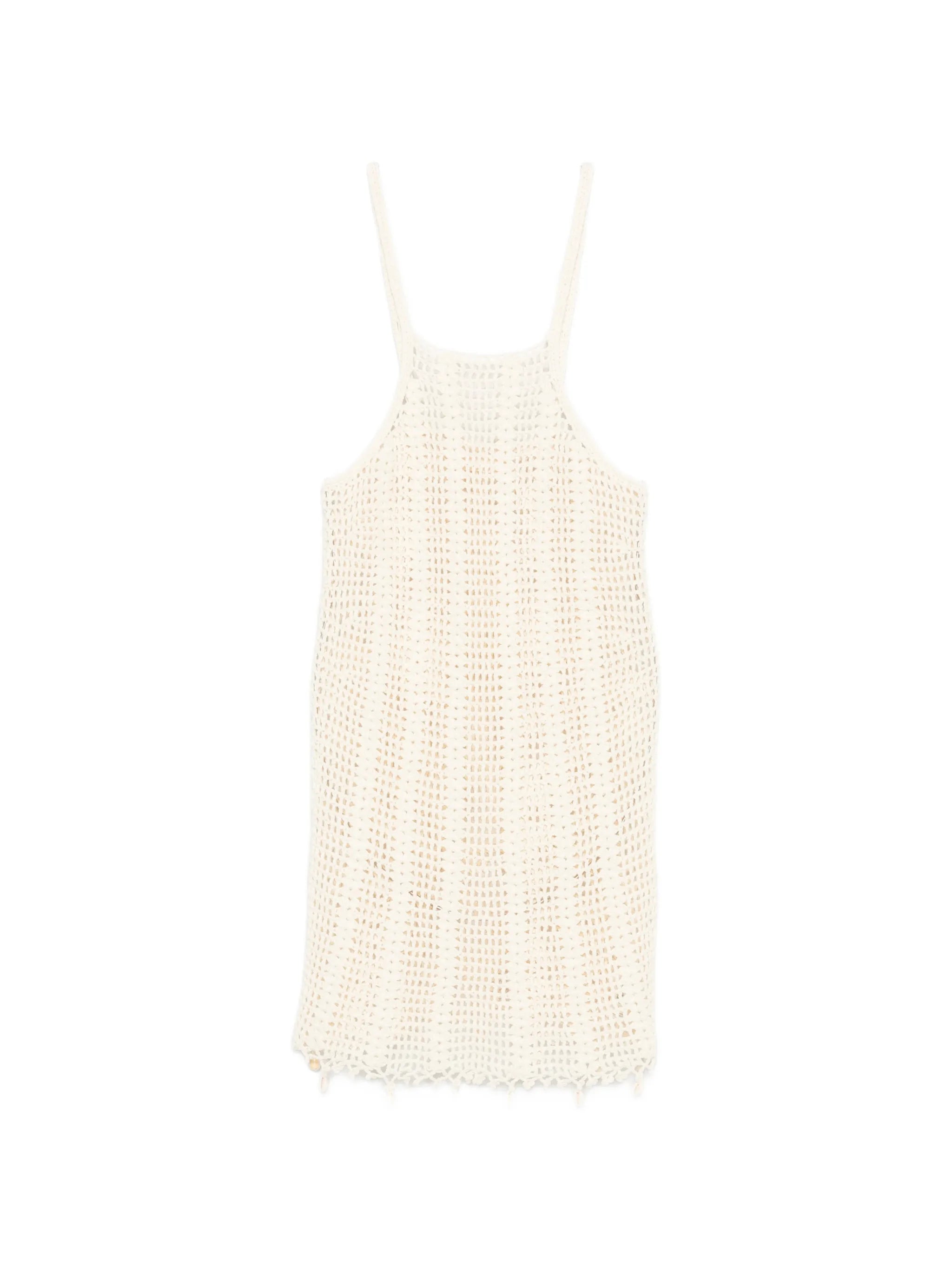 crochet-knit mini dress
