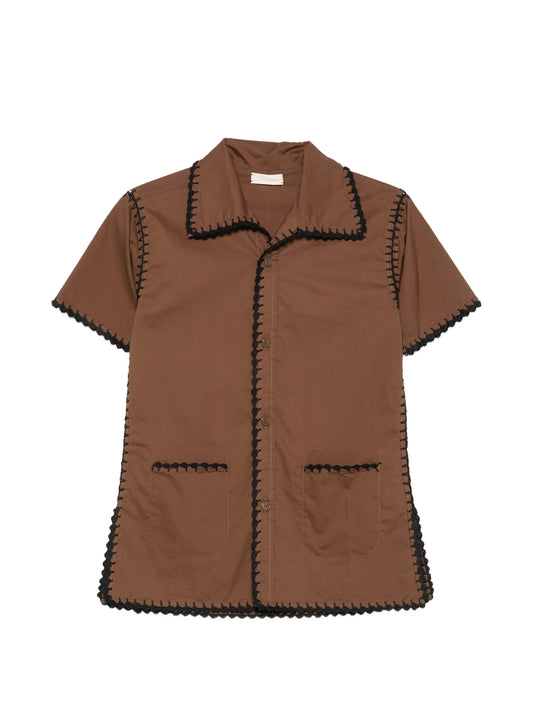 crochet-trim shirt