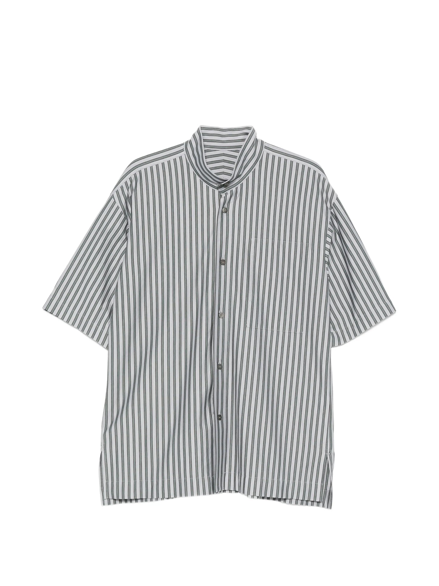 striped band-collar shirt