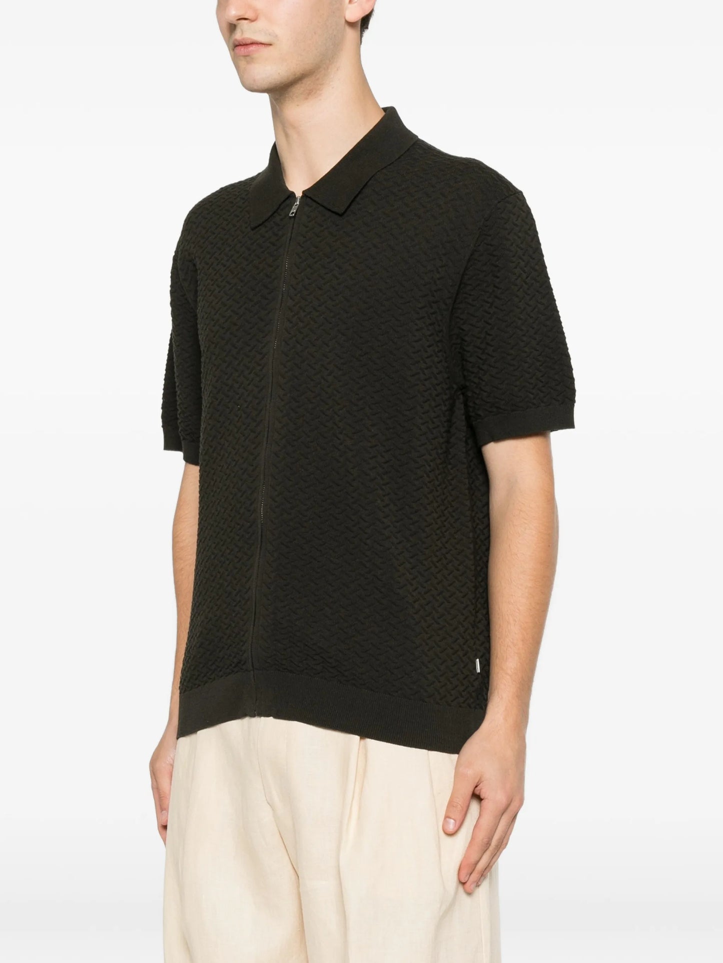 Gustav 60016 zip-up knitted shirt