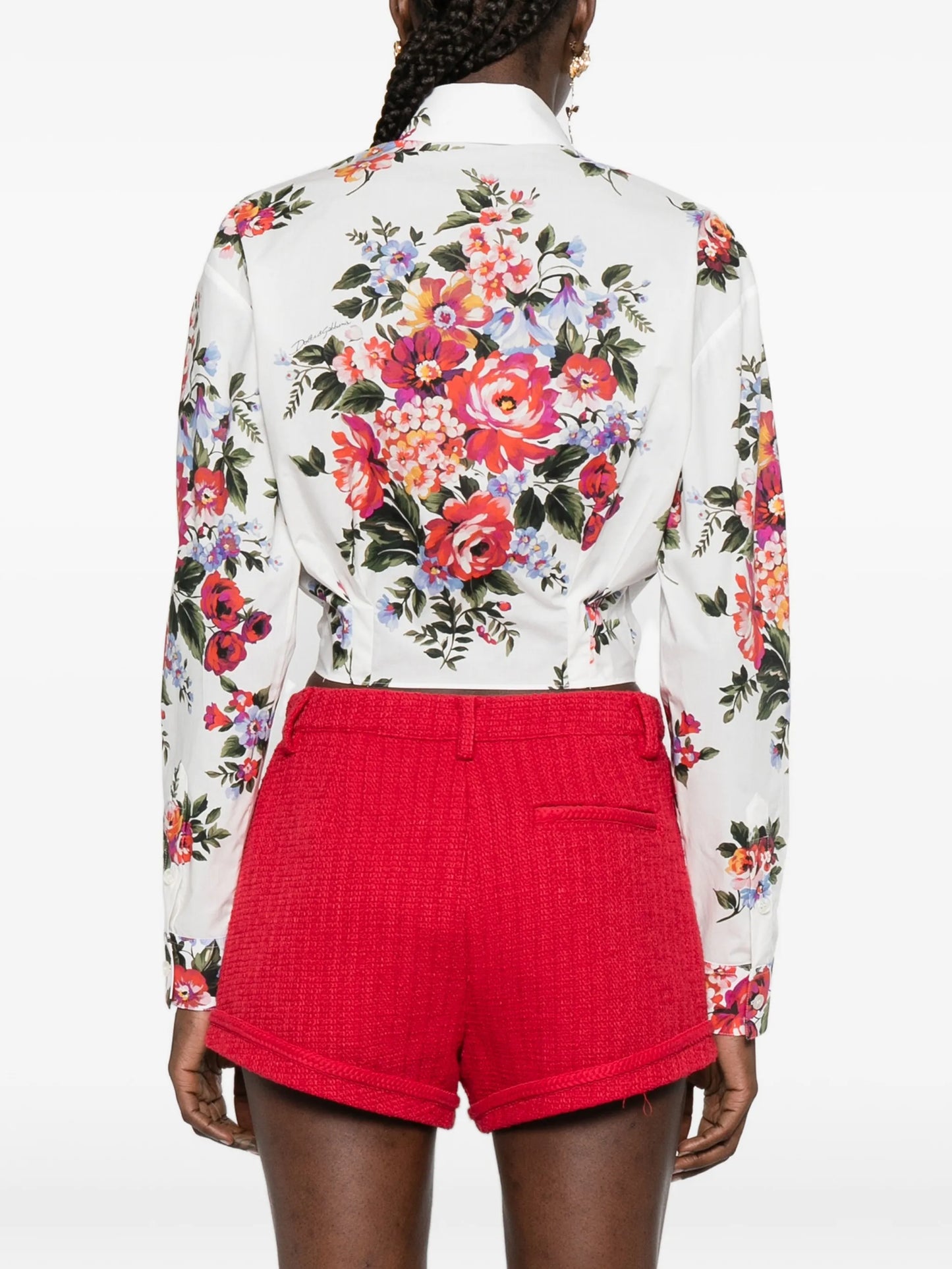 bouquet-print cotton shirt