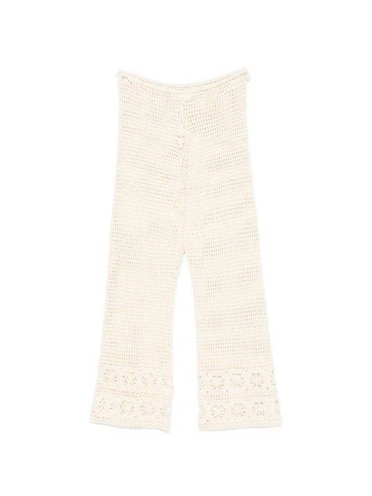 crochet-knit trousers