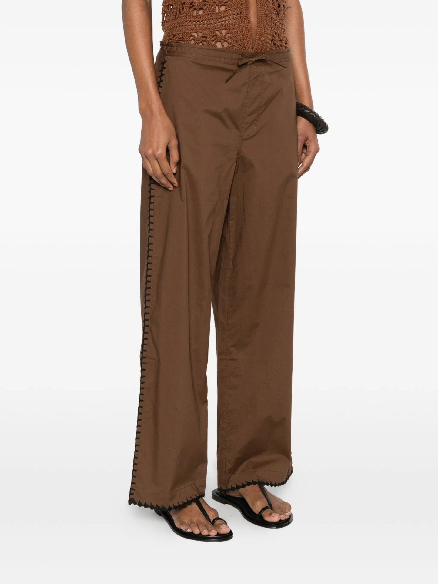 whipstitch-trim palazzo pants