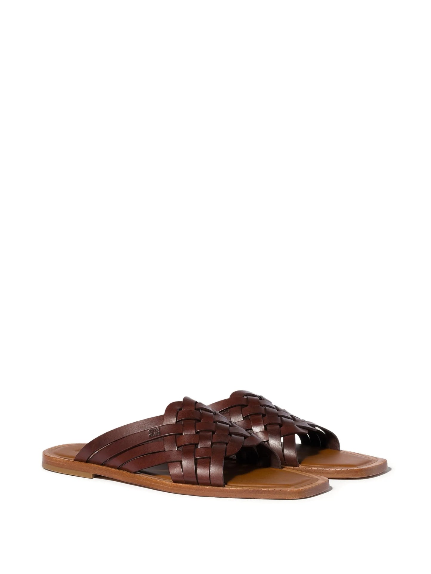 woven leather slides