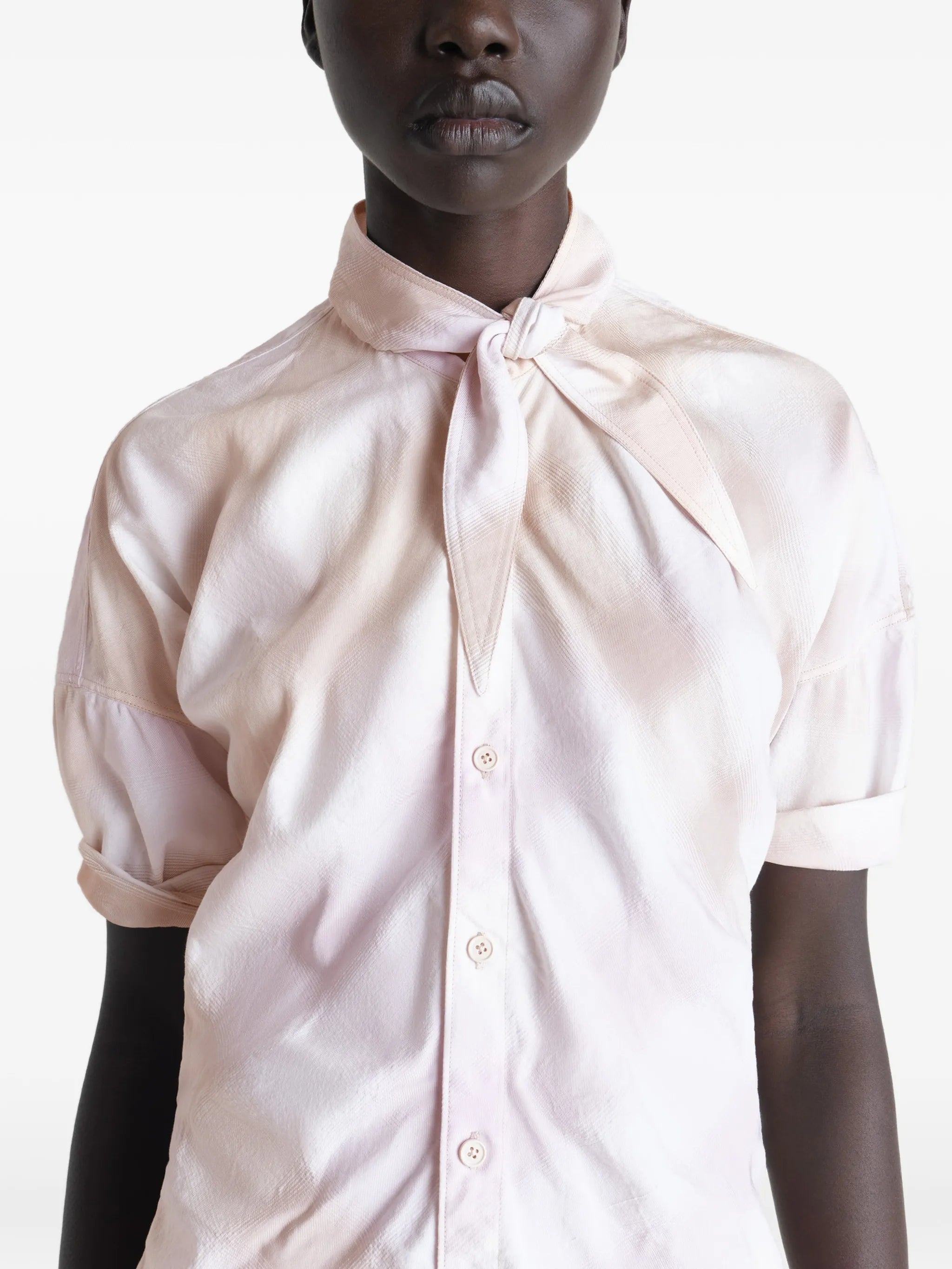 scarf-detail short-sleeve shirt