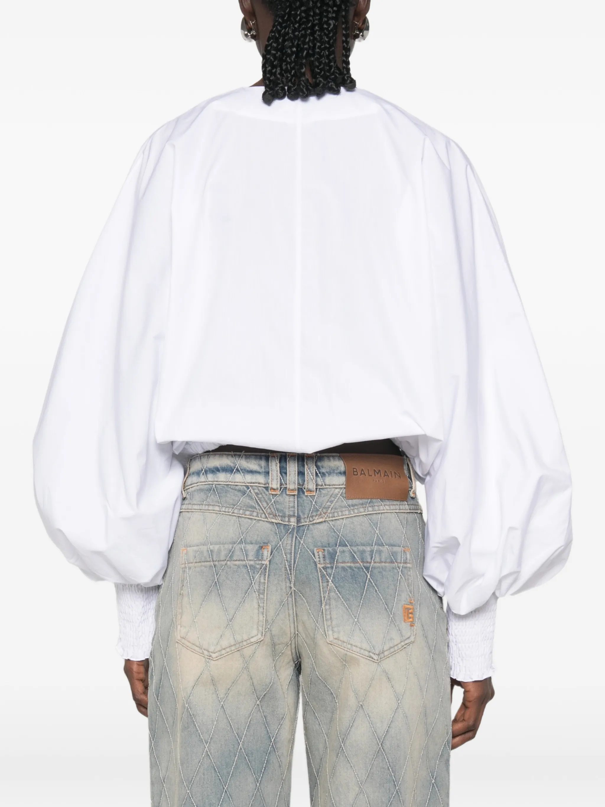 balloon-sleeve blouse