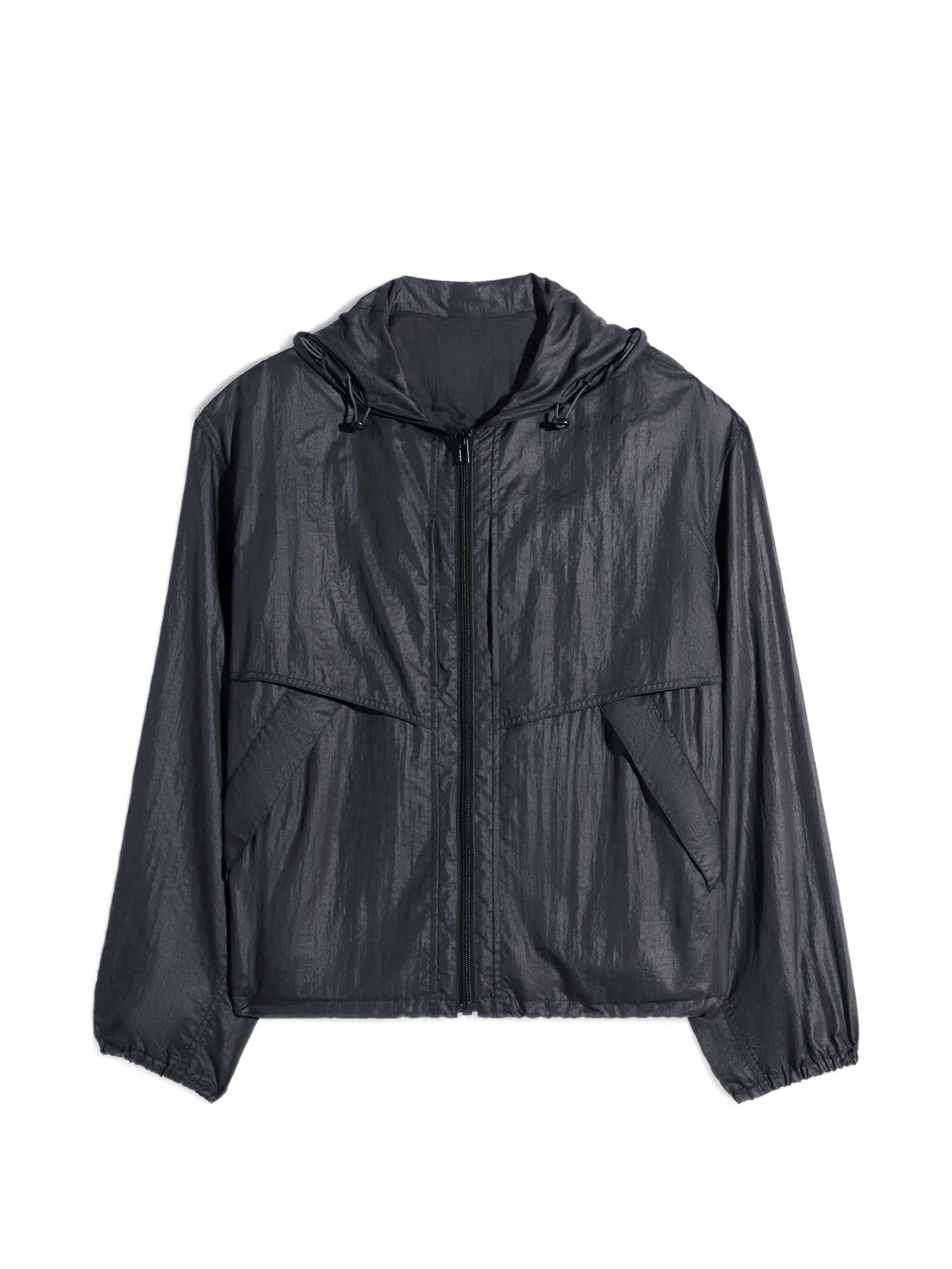 hooded zip-up windbreaker