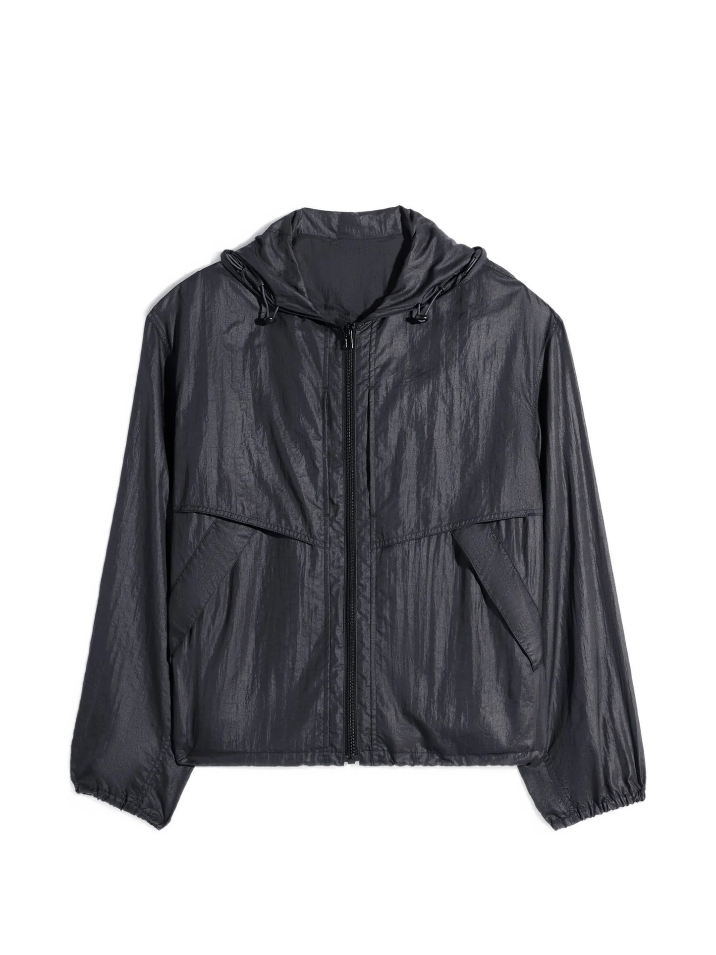 hooded zip-up windbreaker
