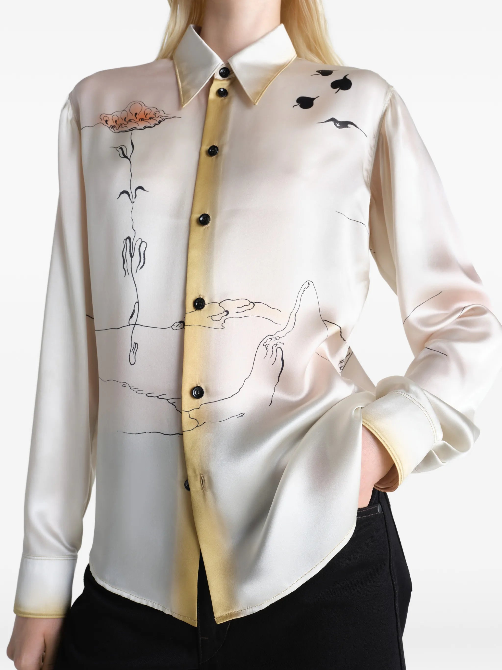 pointed-collar landscape shirt