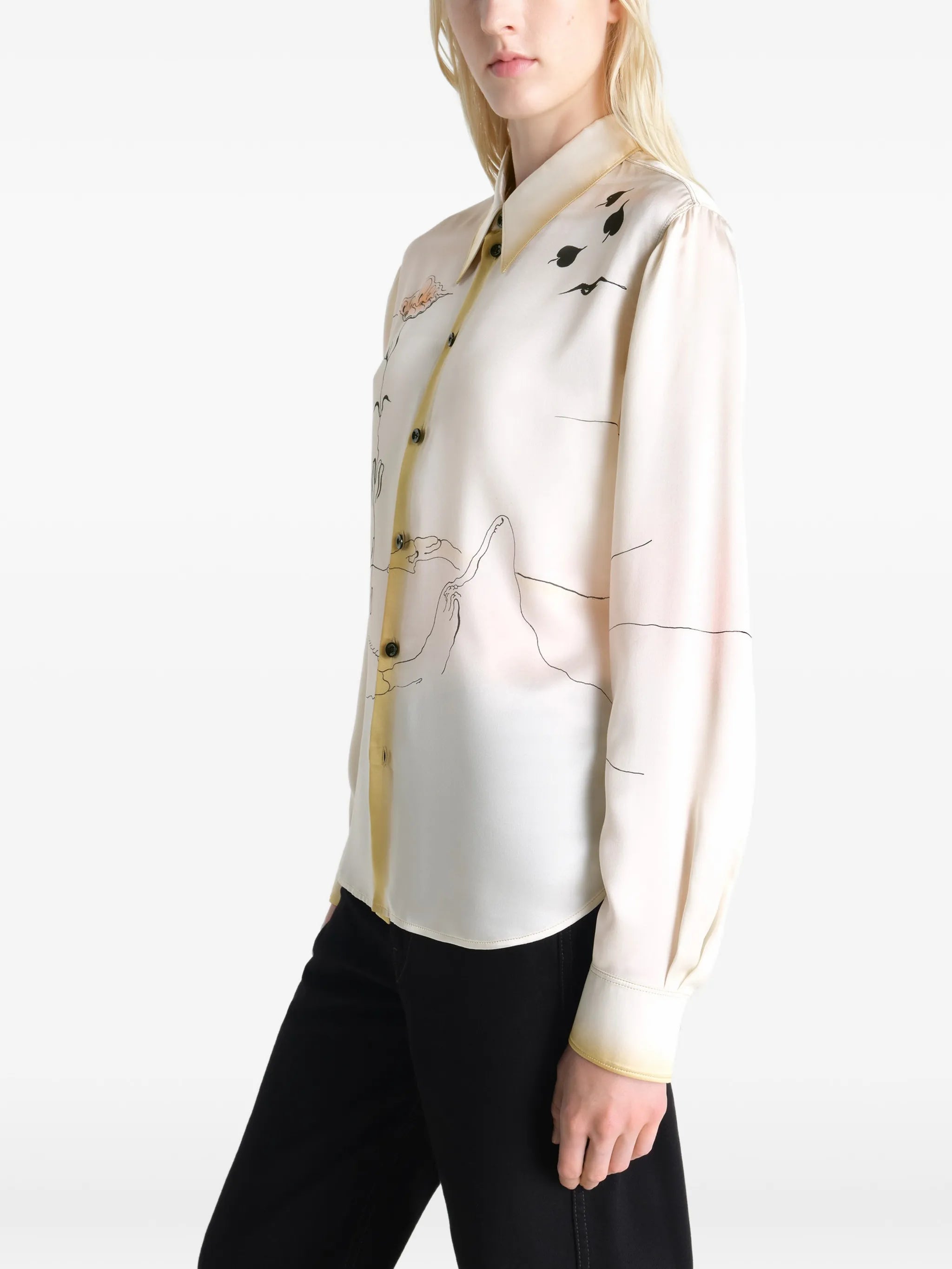 pointed-collar landscape shirt