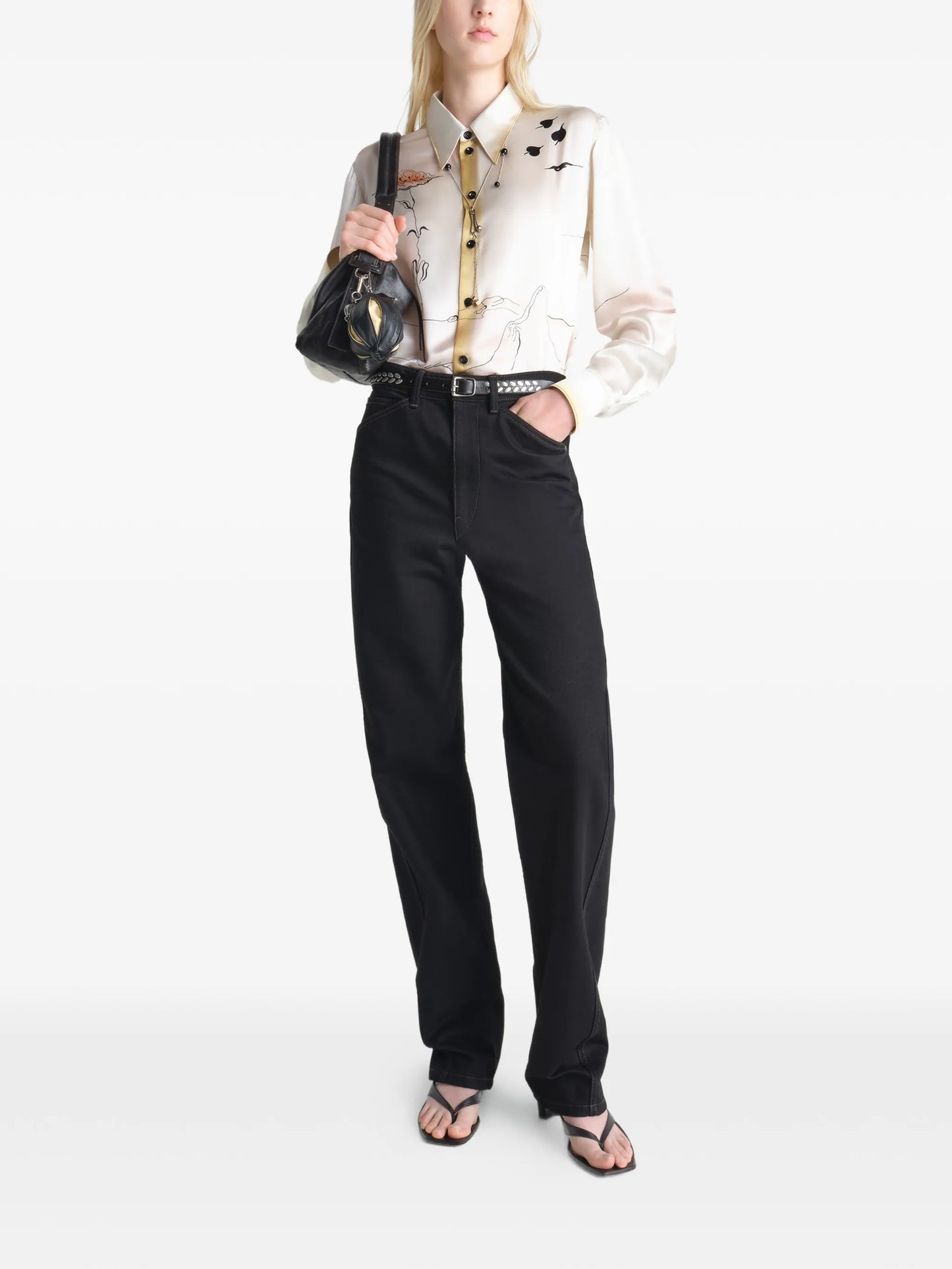 pointed-collar landscape shirt