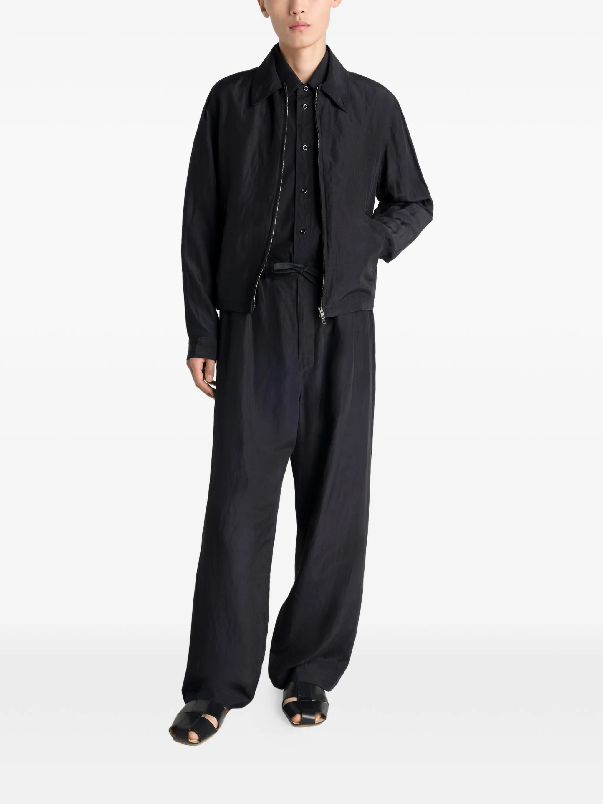 short blouson in linen viscose
