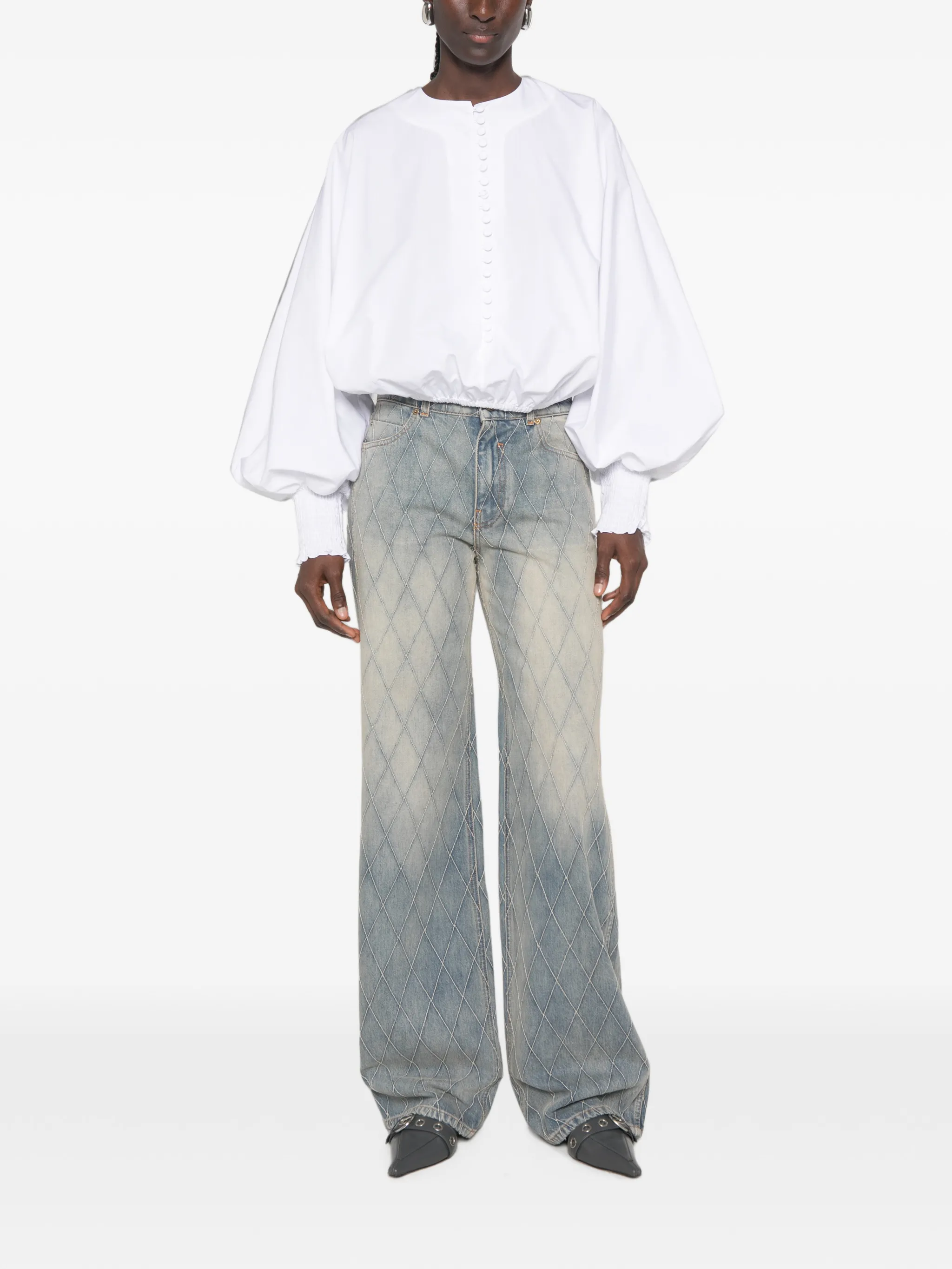 buttoned straight-leg jeans