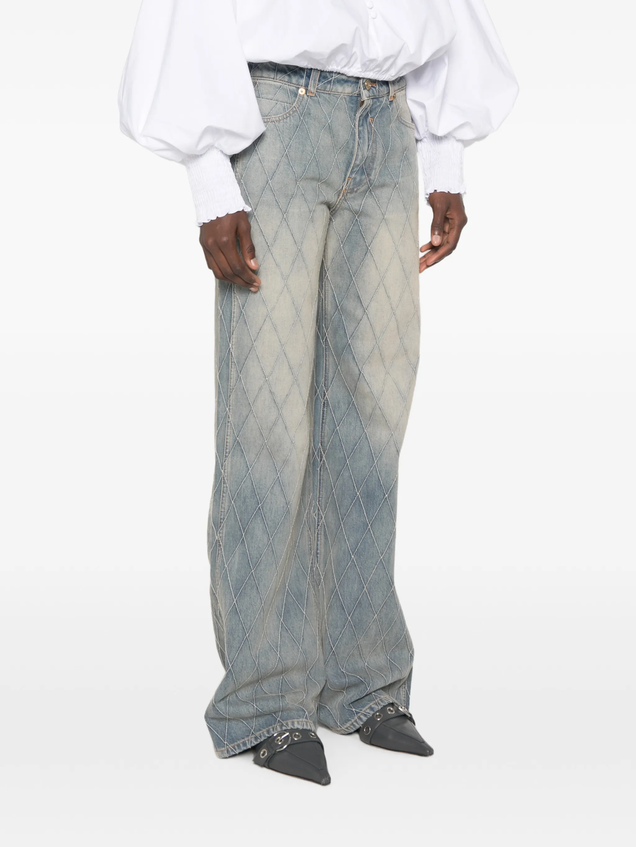 buttoned straight-leg jeans
