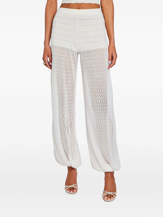 Devyn pointelle-knit trousers