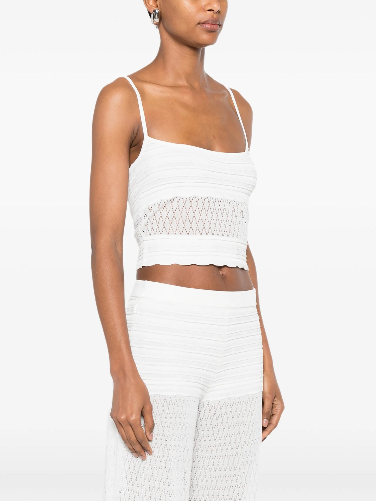 Lesli pointelle-knit top