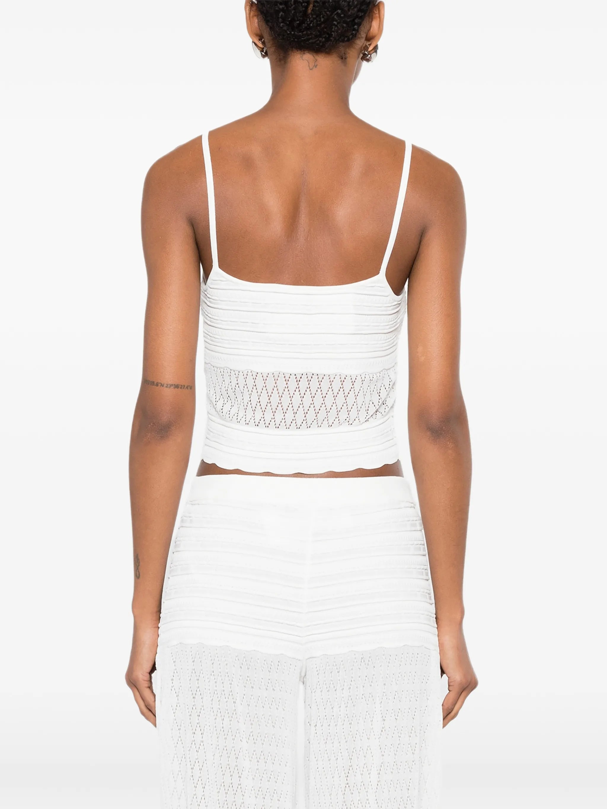 Lesli pointelle-knit top