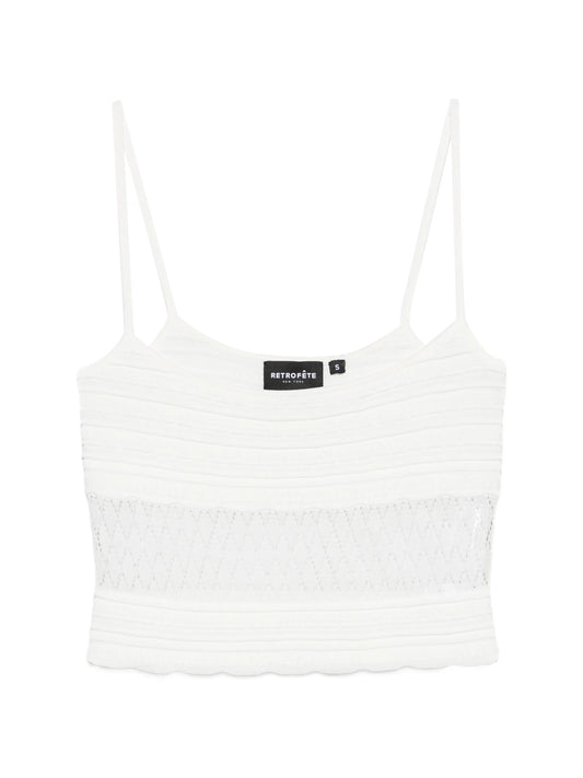 Lesli pointelle-knit top