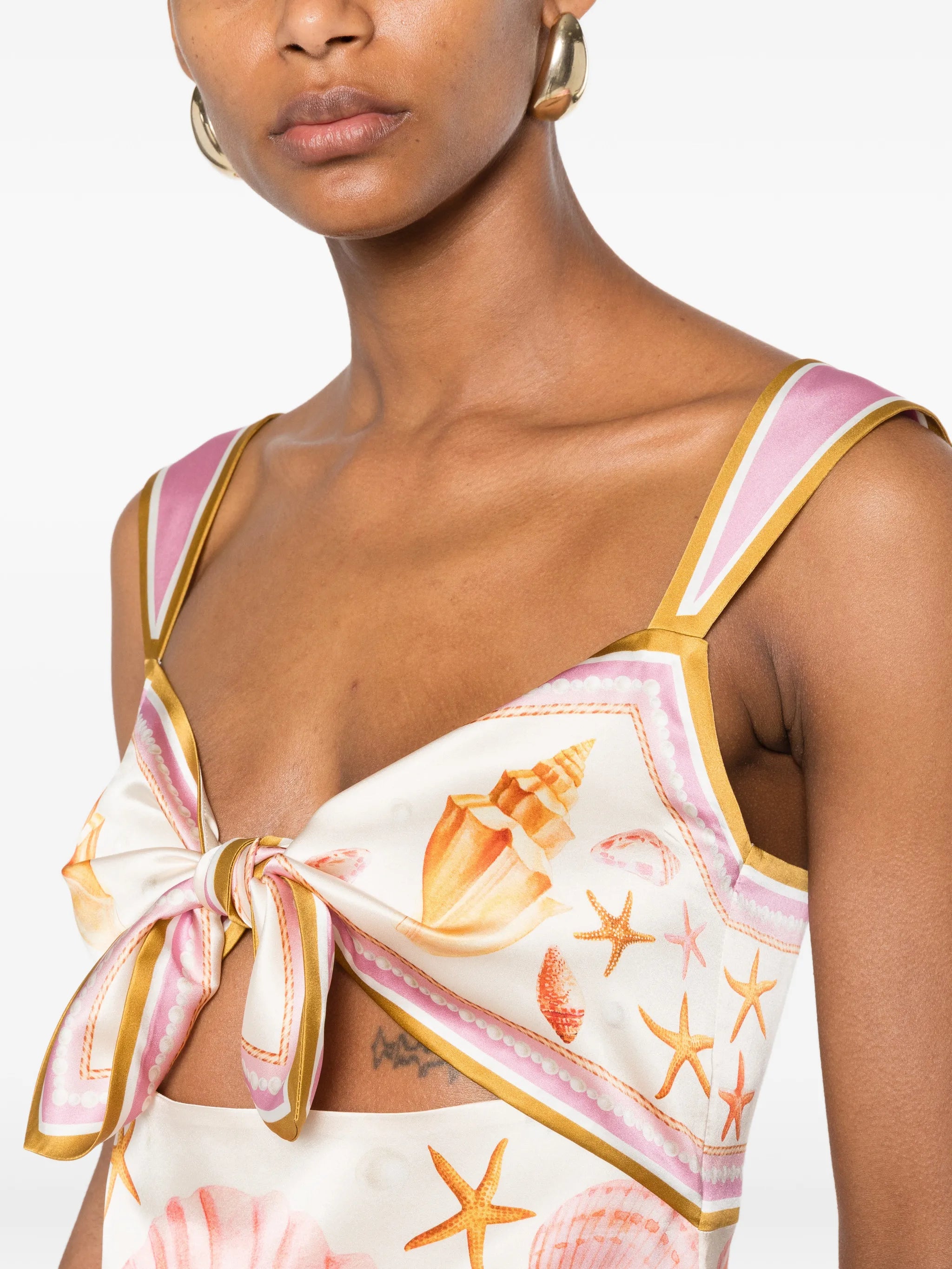 Margarie shell-print silk dress