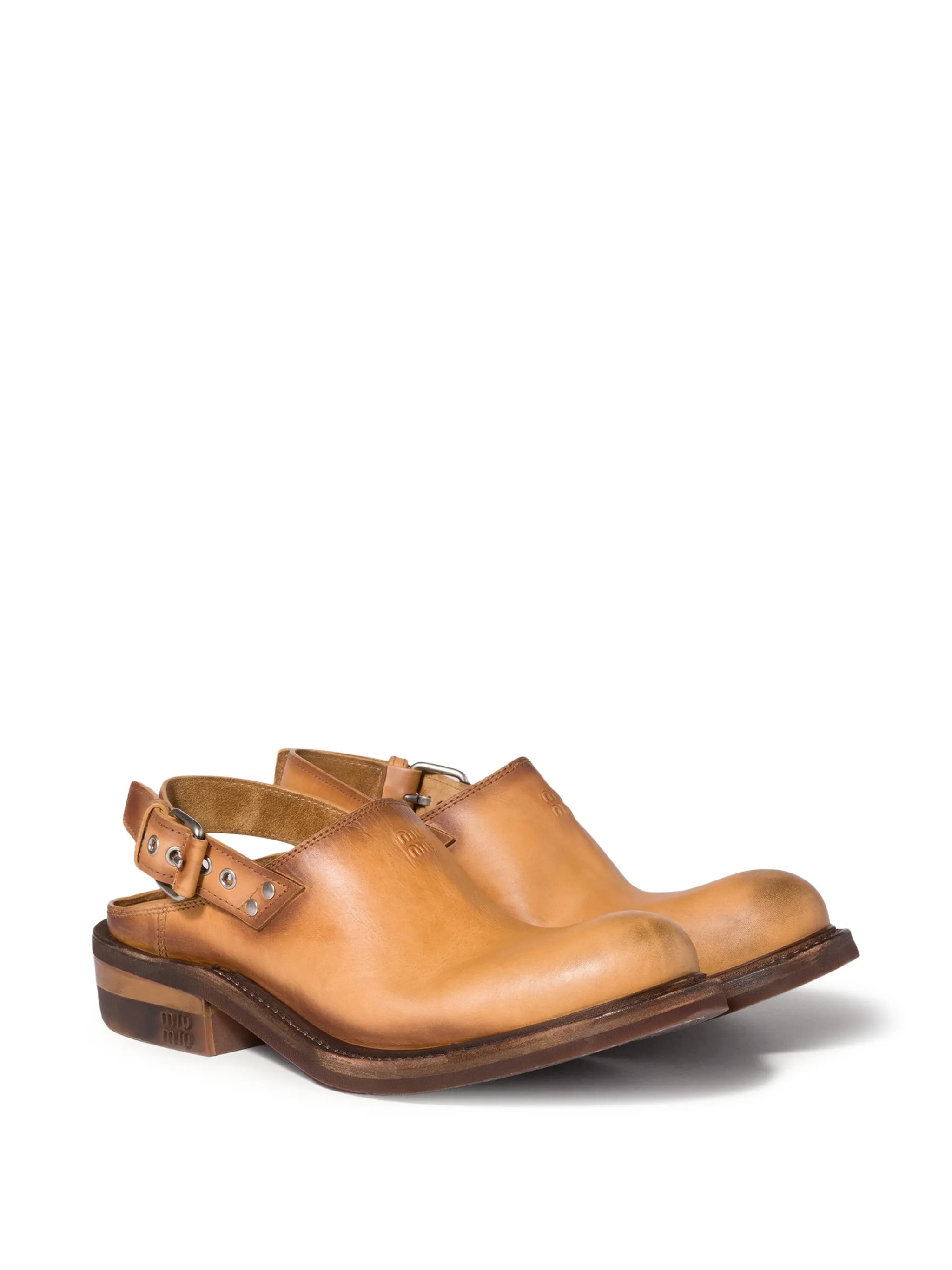 Foule leather mules