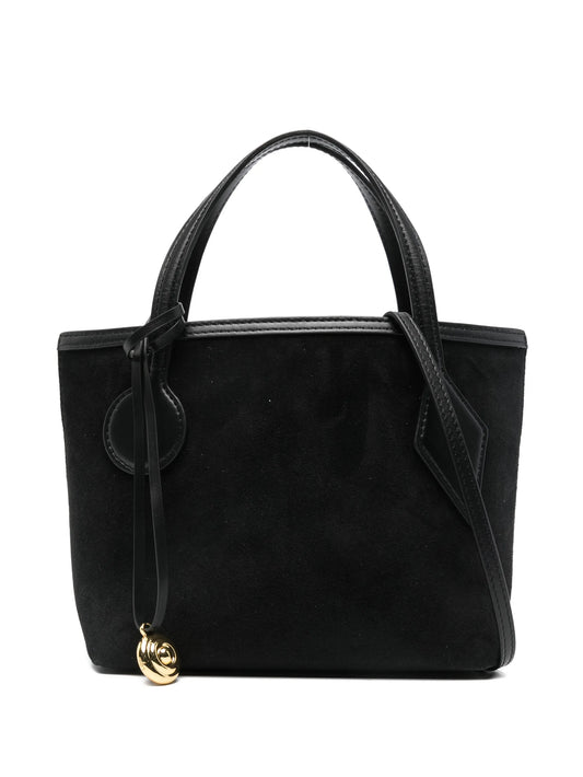 charm-detail suede tote bag