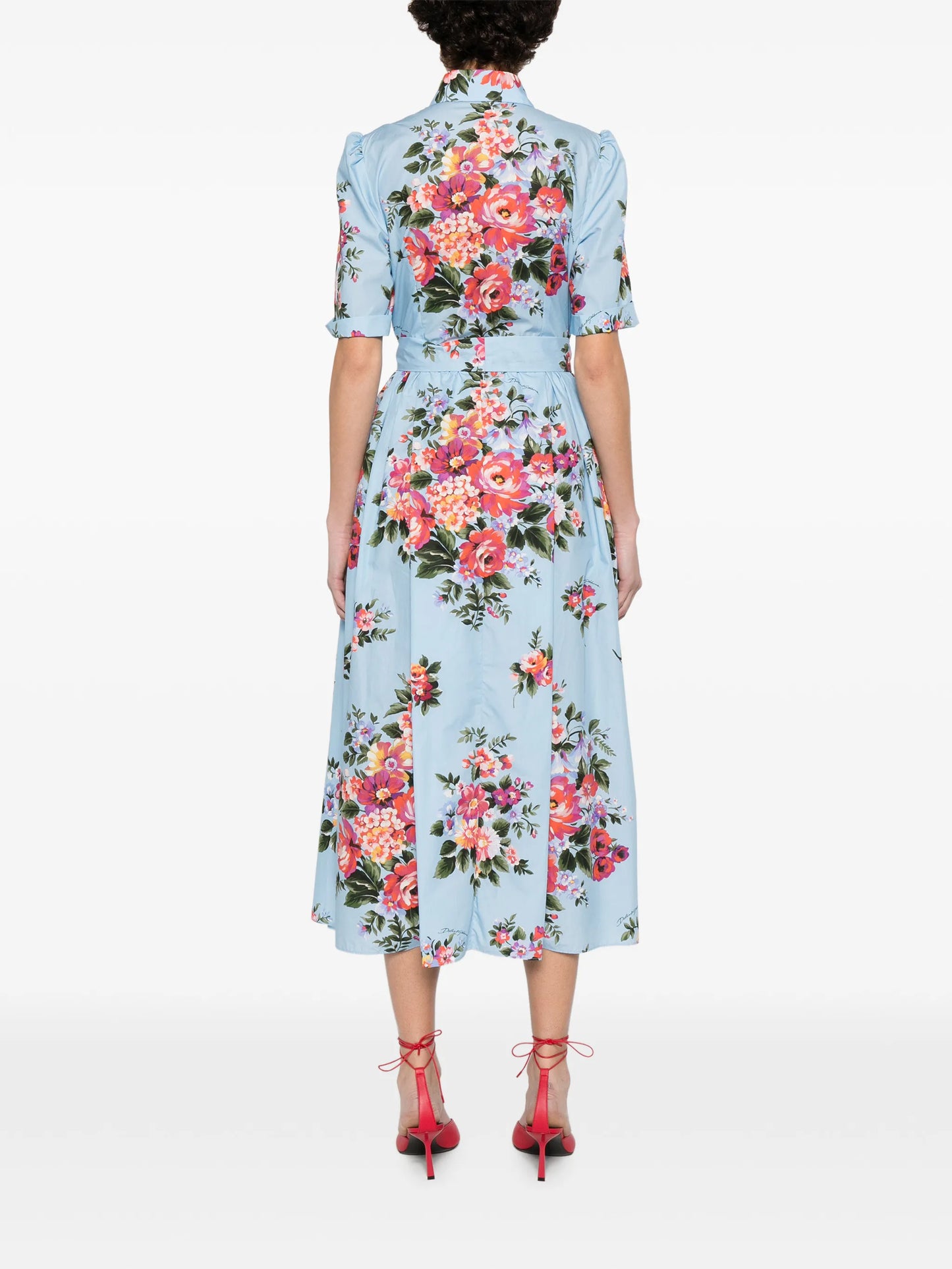 floral-print belted midi dress