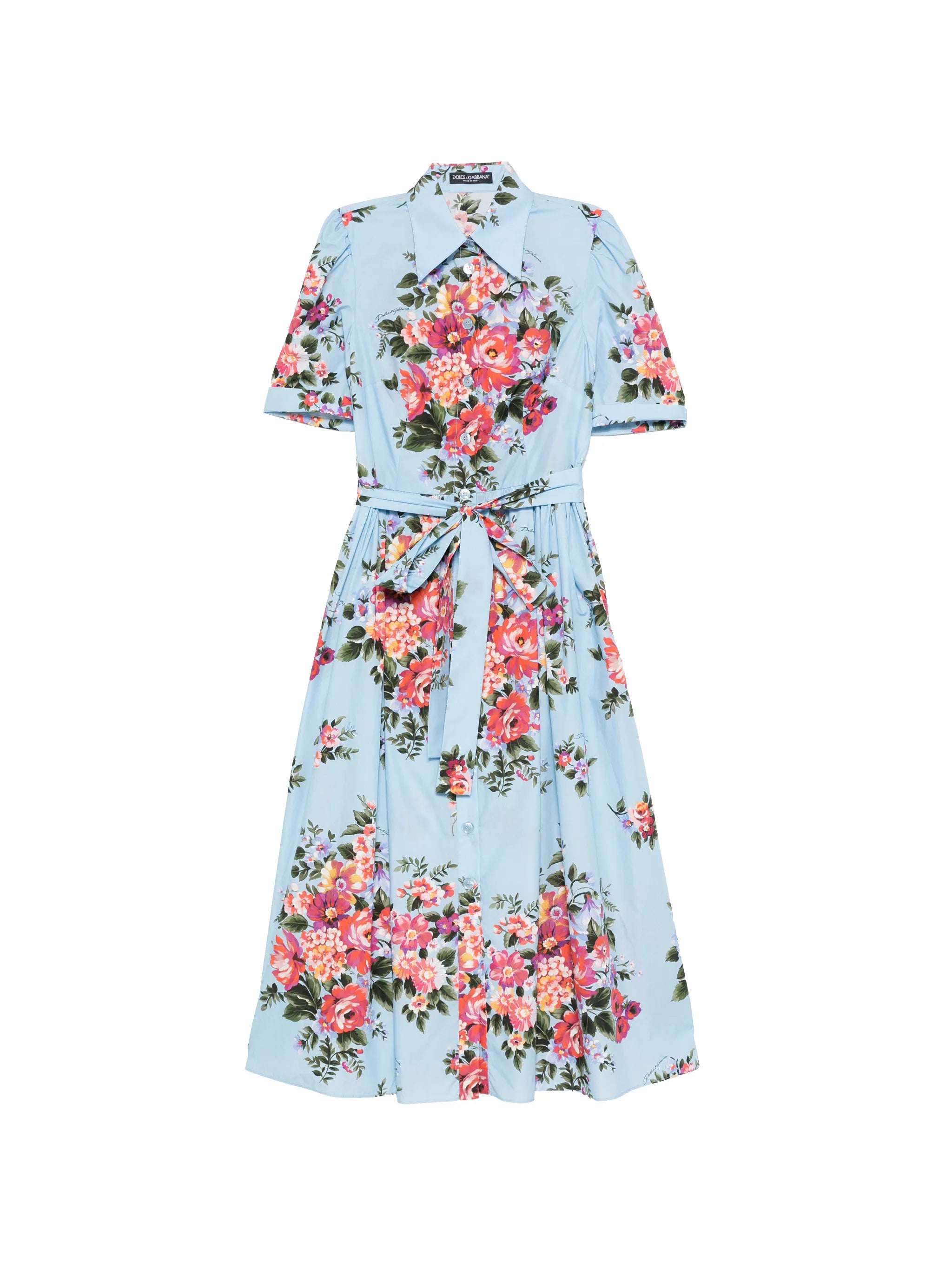 floral-print belted midi dress