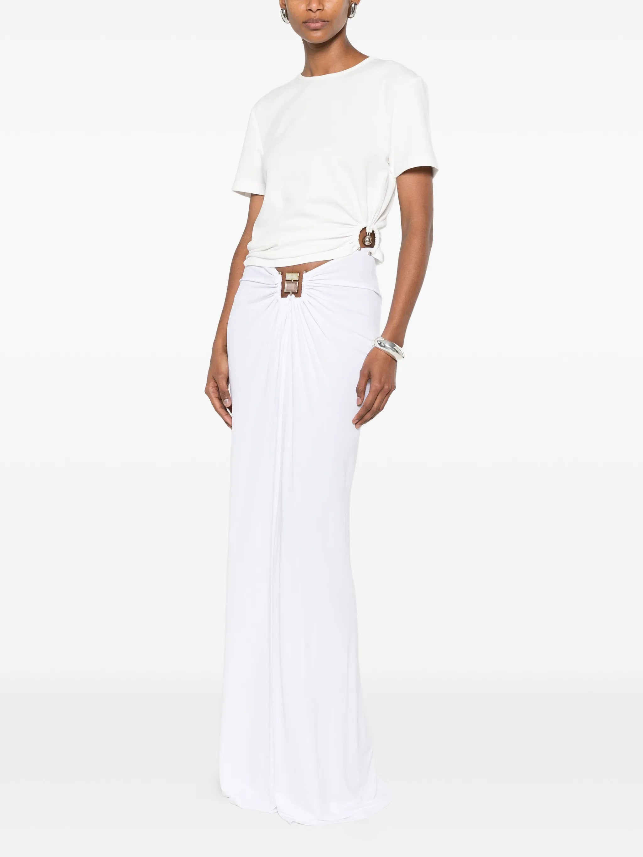 Bezel Quartz ruched maxi skirt