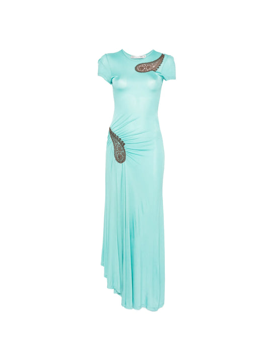 paisley-lace ribbed dress