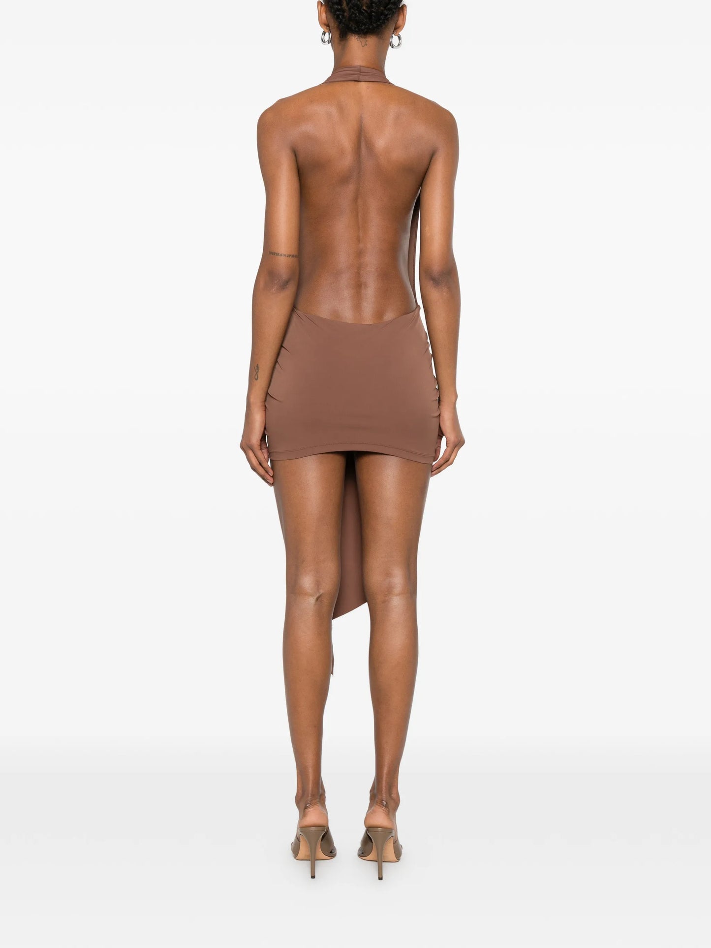 Pierced Orbit V-neck mini dress