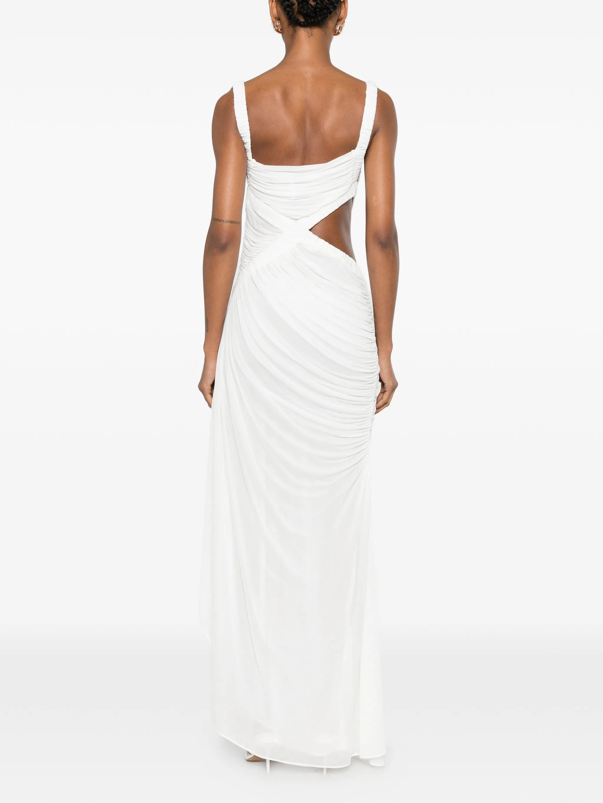 Theia ruched cutout dress