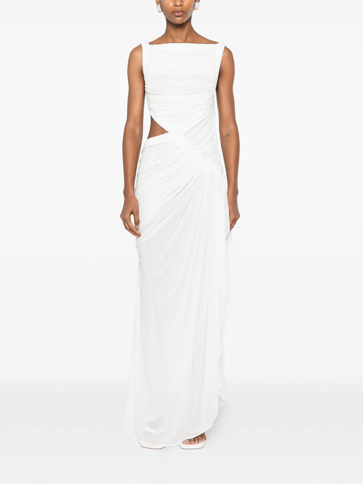 Theia ruched cutout dress