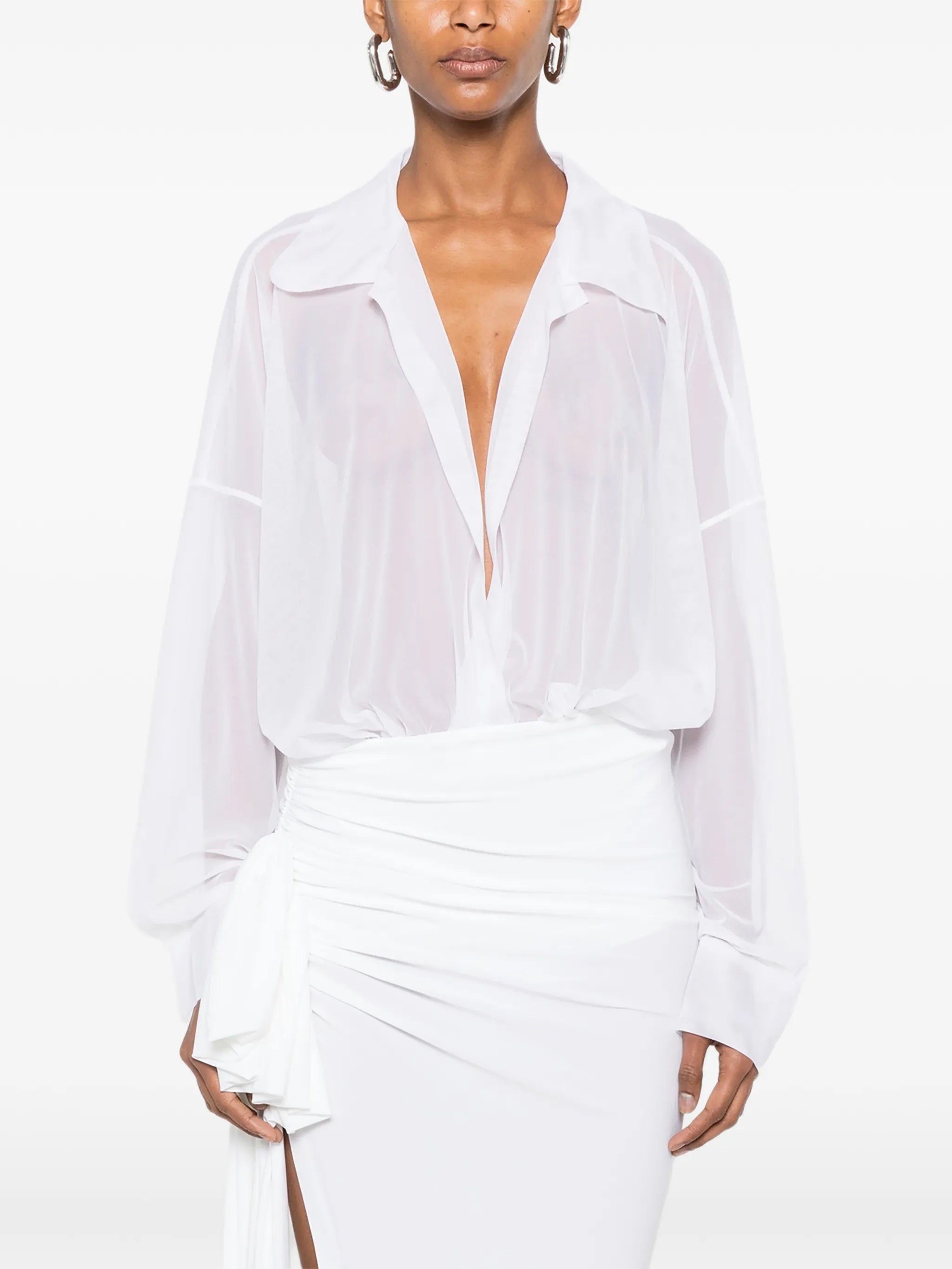 oversized-fit sheer bodysuit