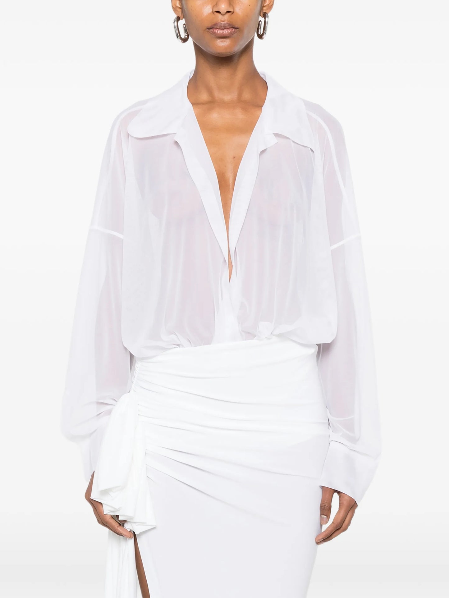 oversized-fit sheer bodysuit