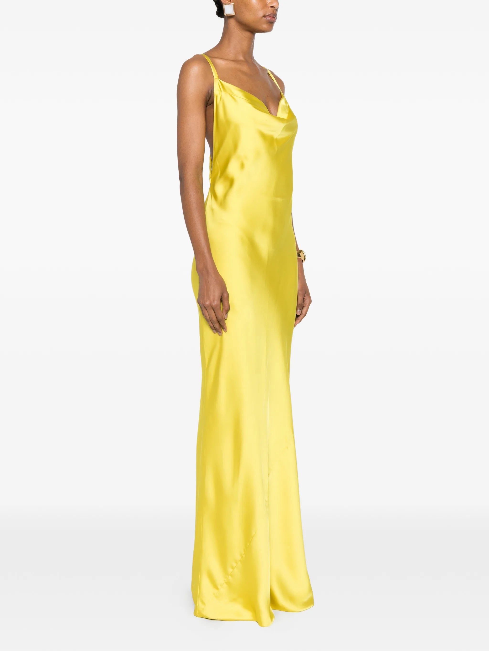 cross-back bias-cut gown