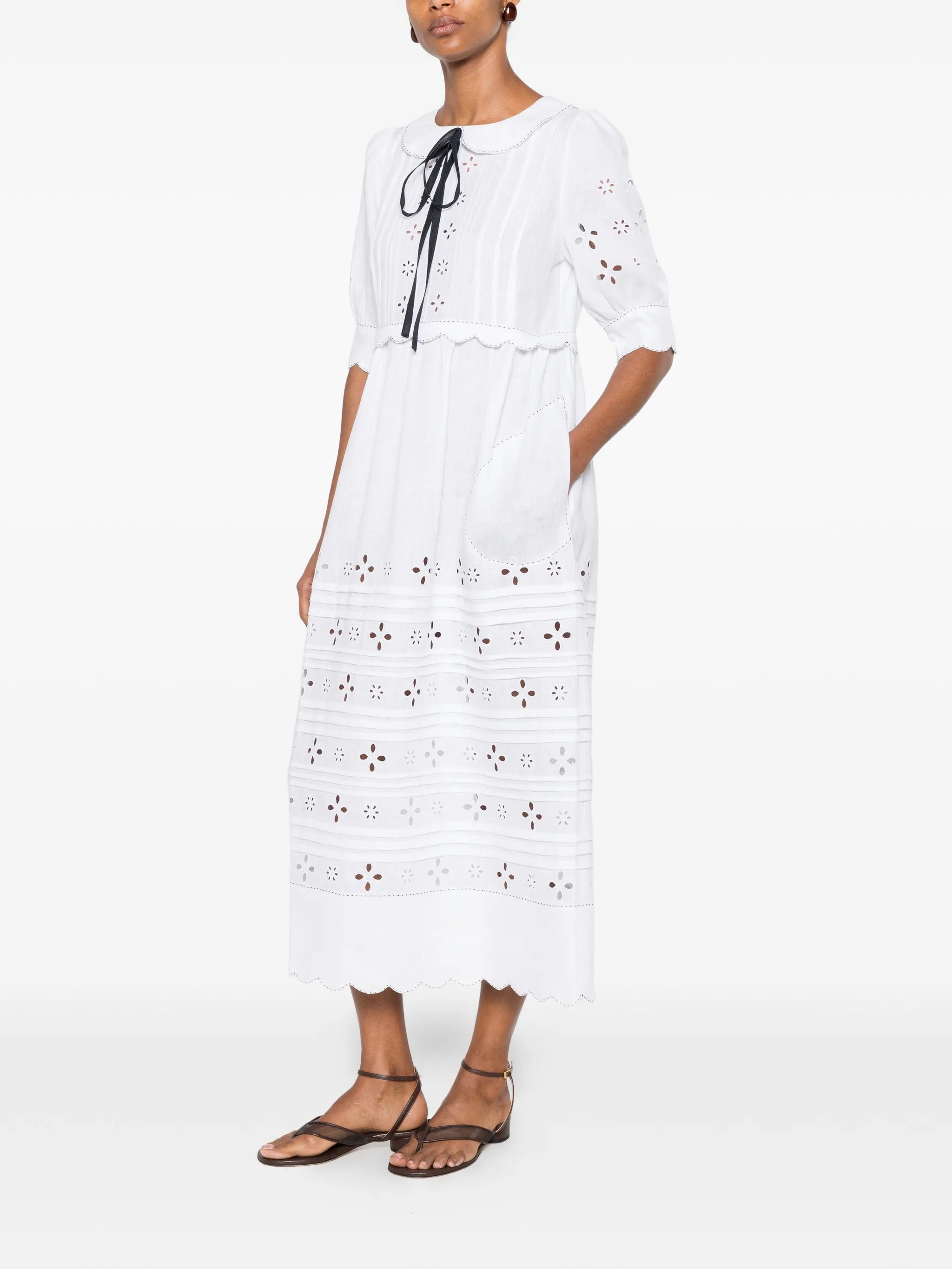 Bari broderie-anglaise midi dress
