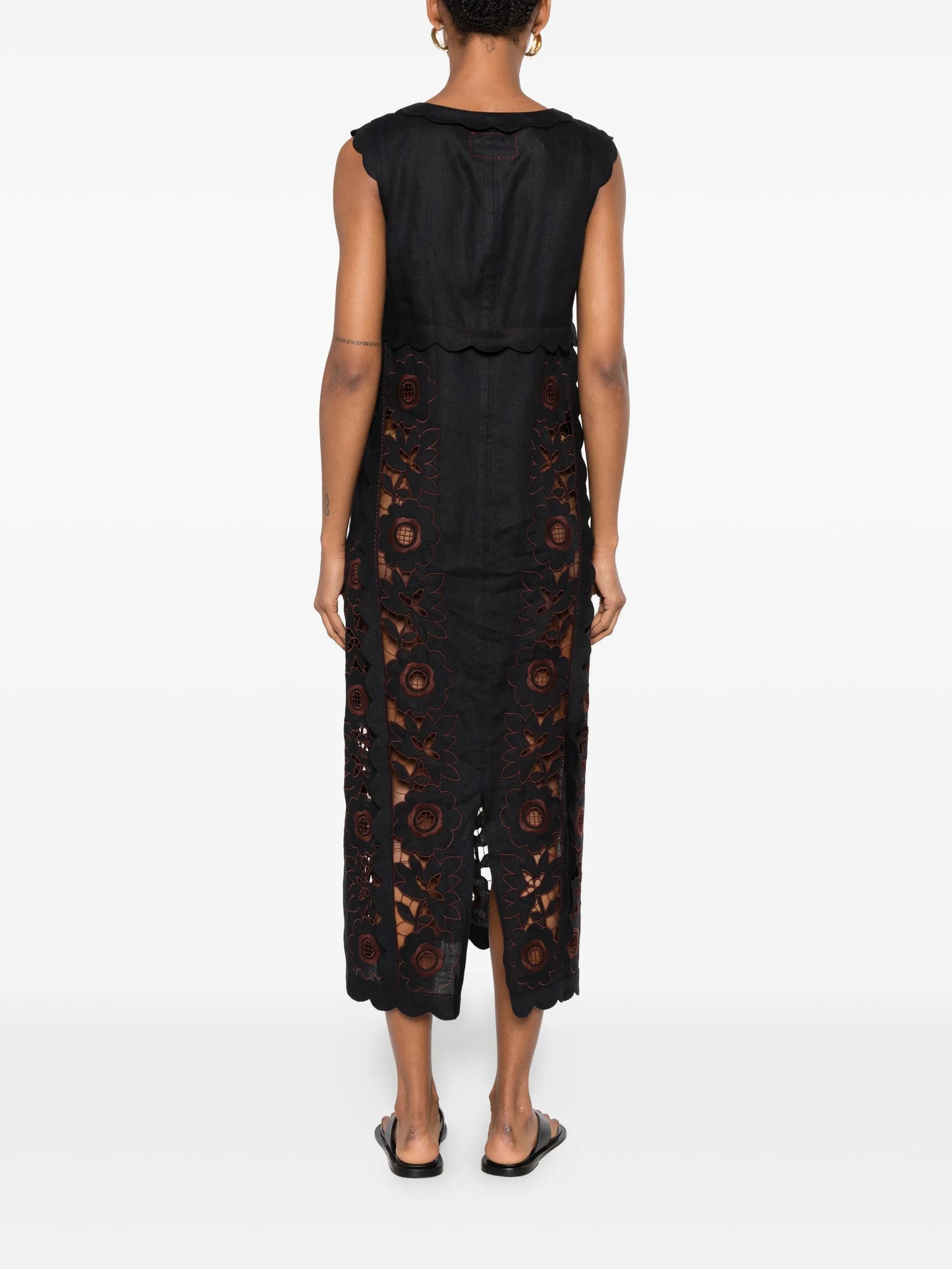 Vanina floral-embroidered midi dress