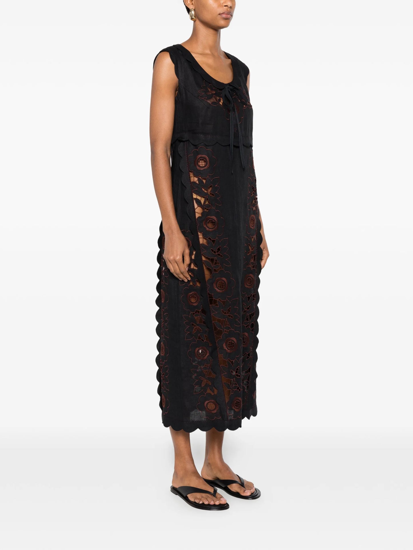 Vanina floral-embroidered midi dress