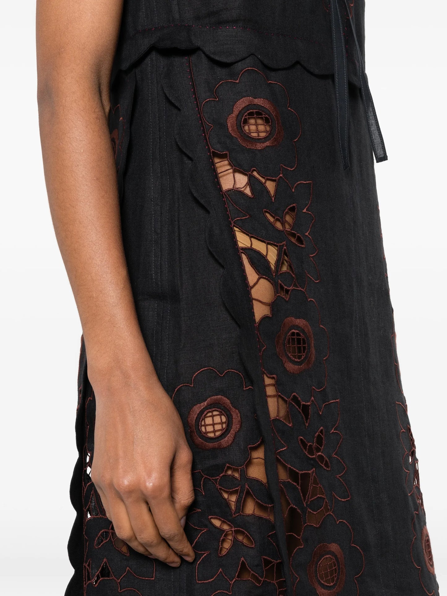 Vanina floral-embroidered midi dress
