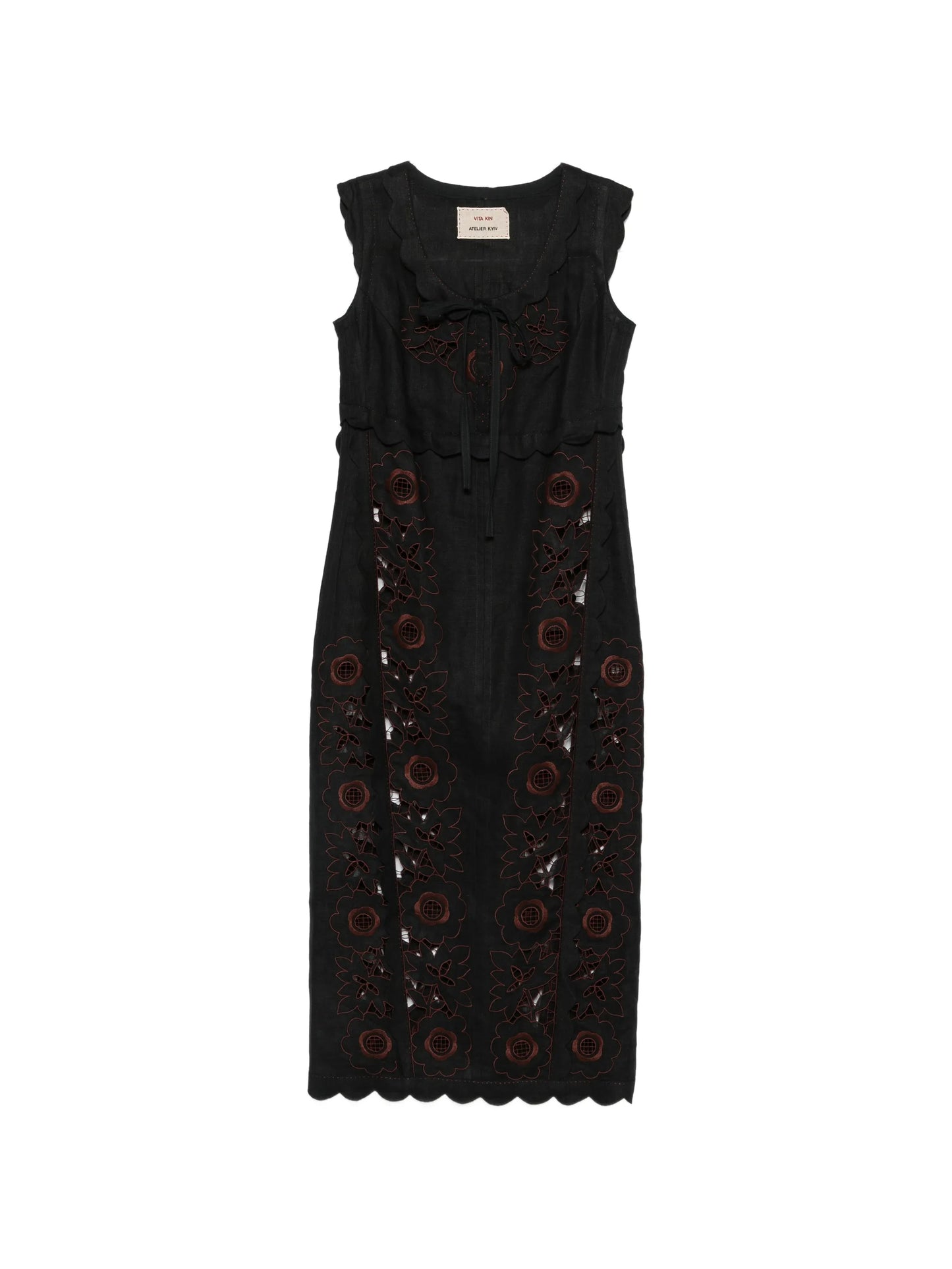Vanina floral-embroidered midi dress