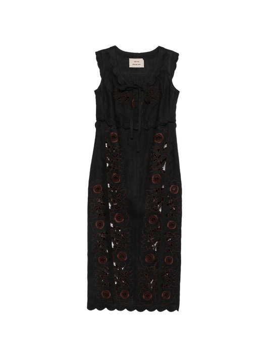 Vanina floral-embroidered midi dress