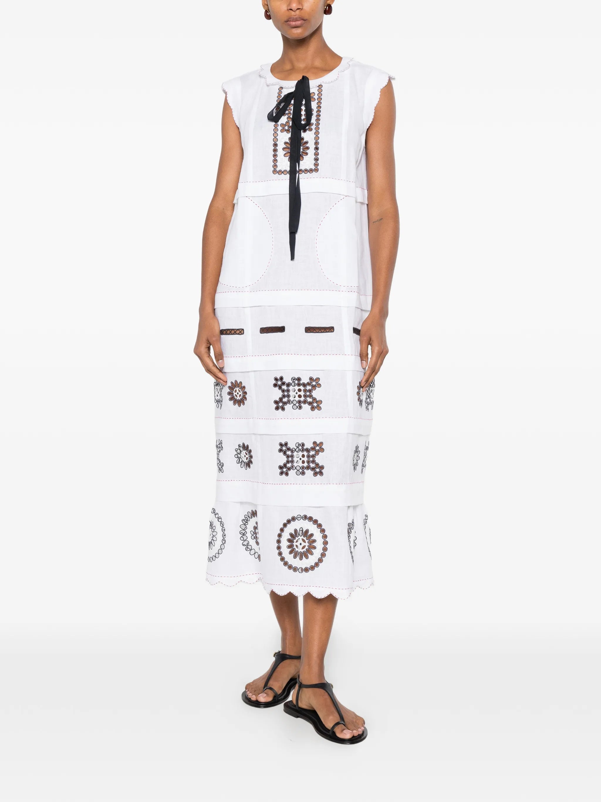 Phoebe embroidered sleeveless midi dress