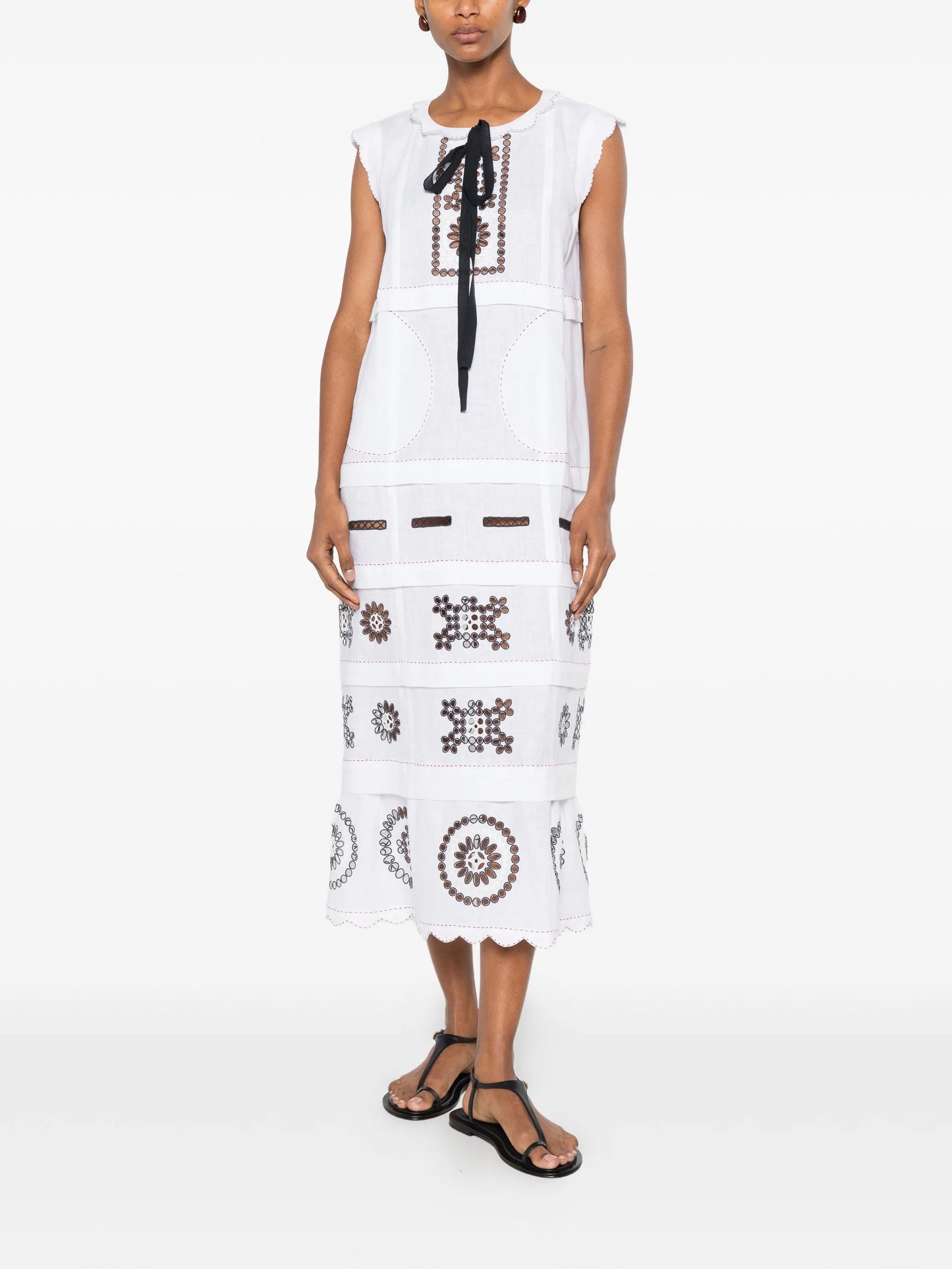 Phoebe embroidered sleeveless midi dress