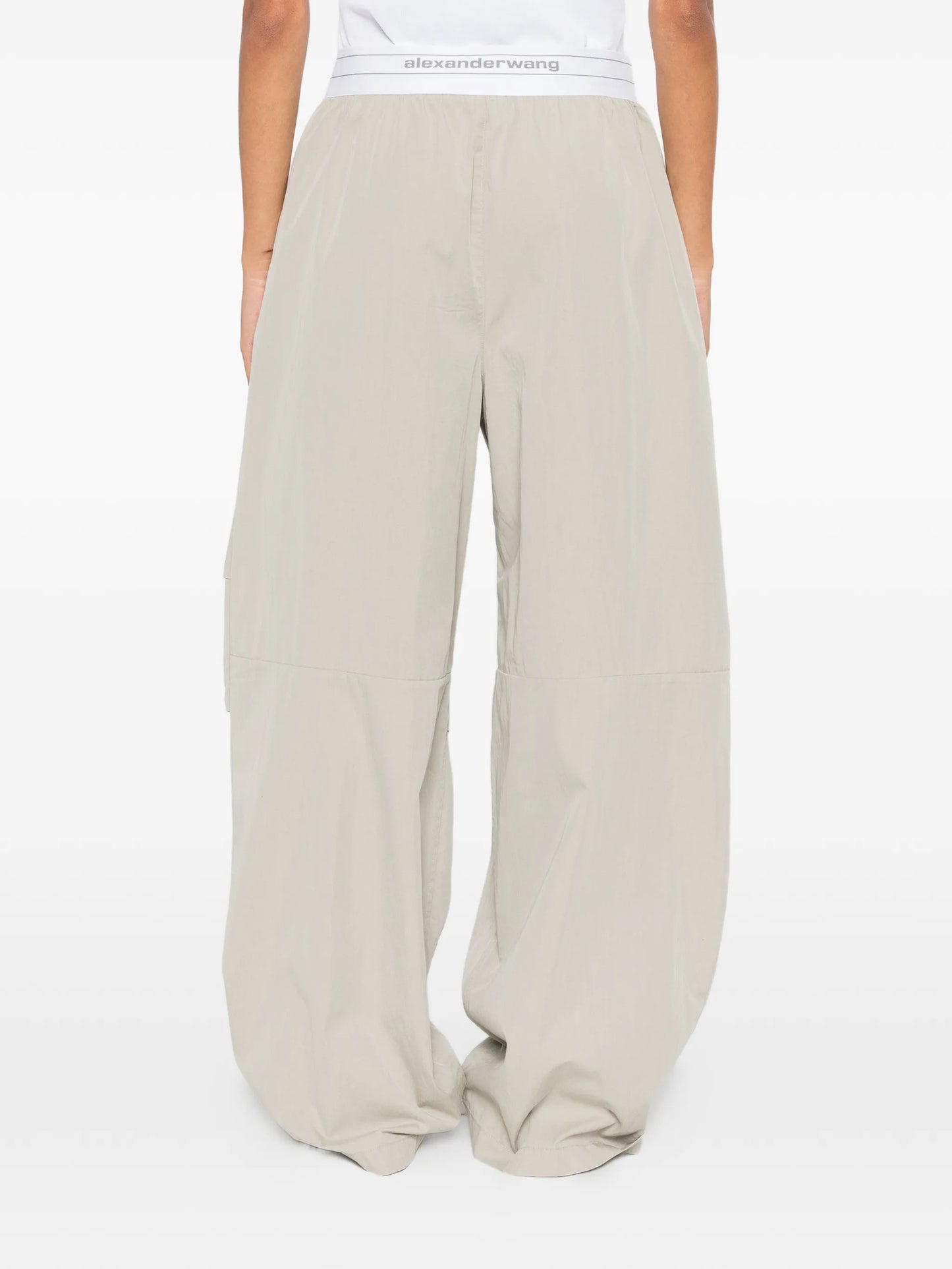 logo-elastic pleated-knee trousers