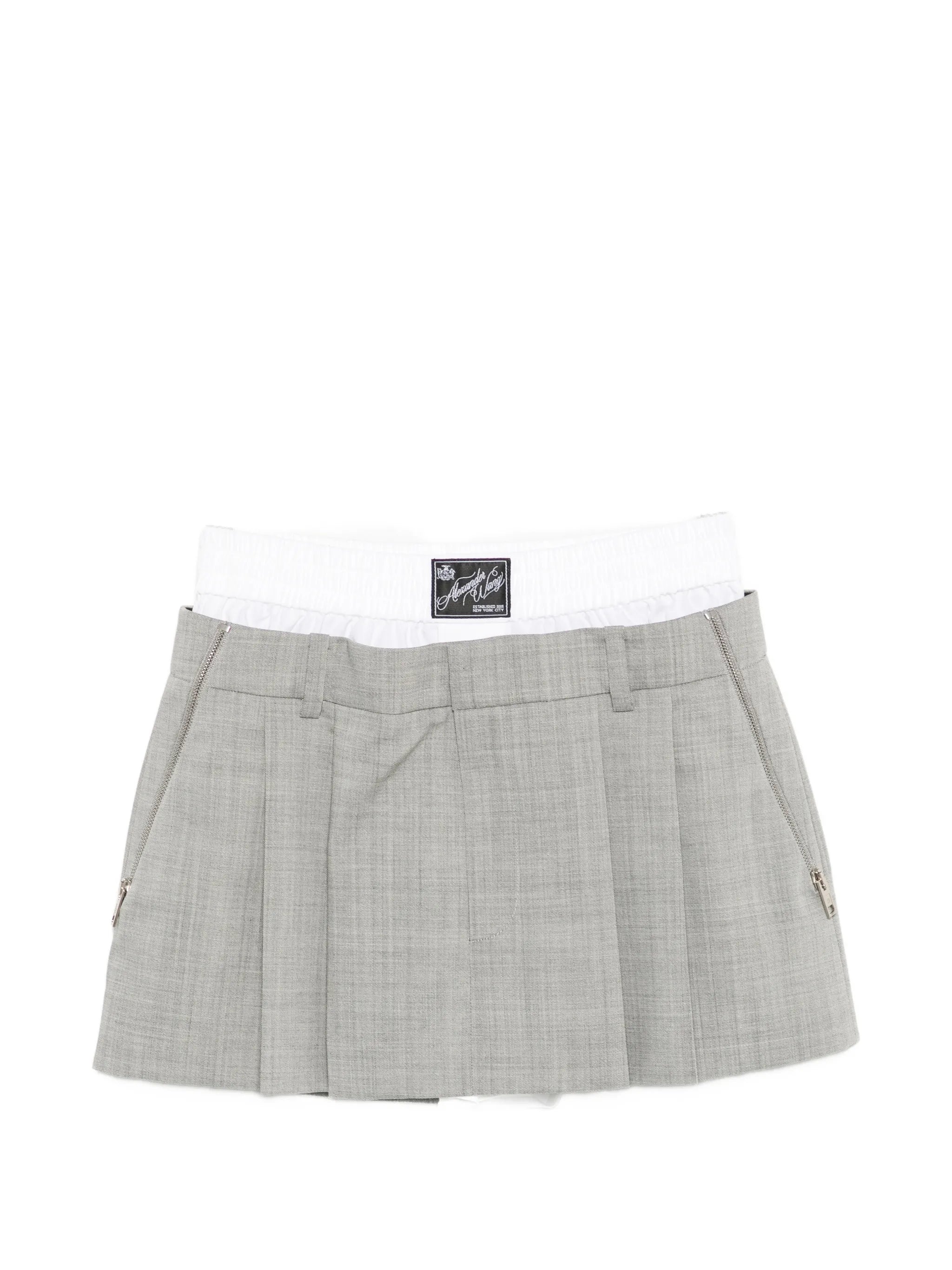 pleated zip-detail skort