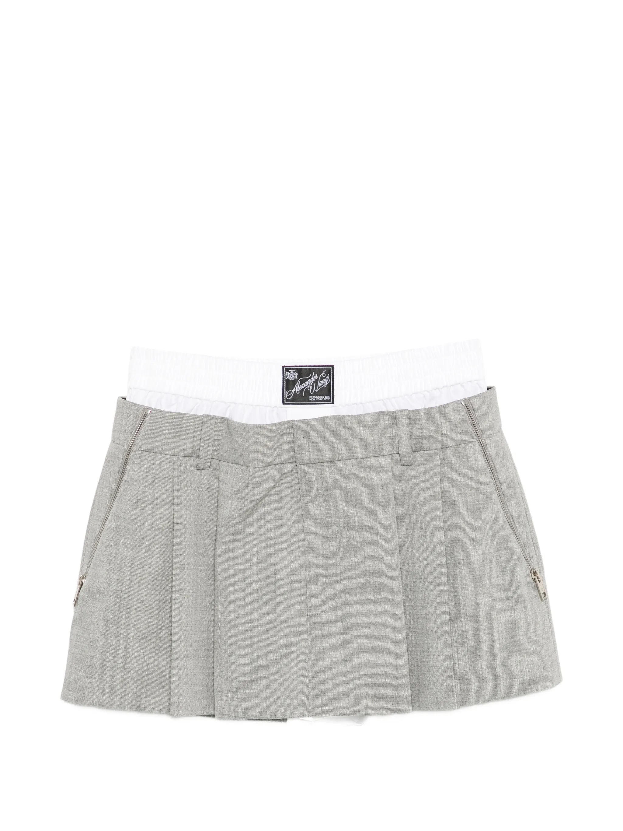 pleated layered-waistband mini skirt