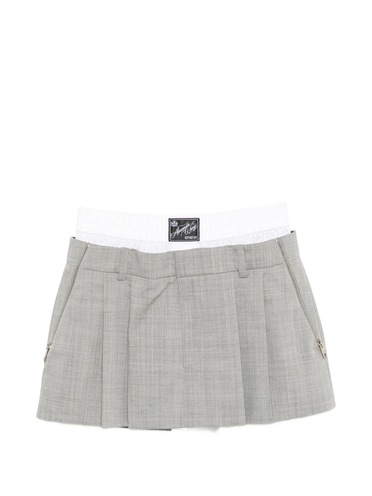 pleated layered-waistband mini skirt