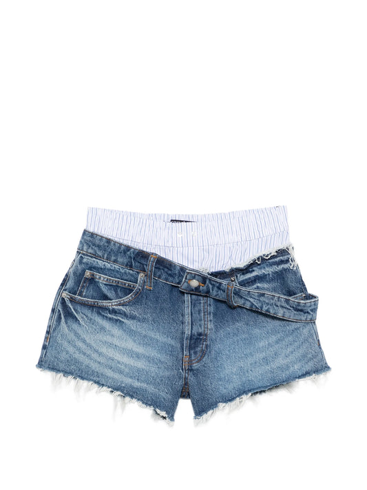 boxer-waistband denim shorts