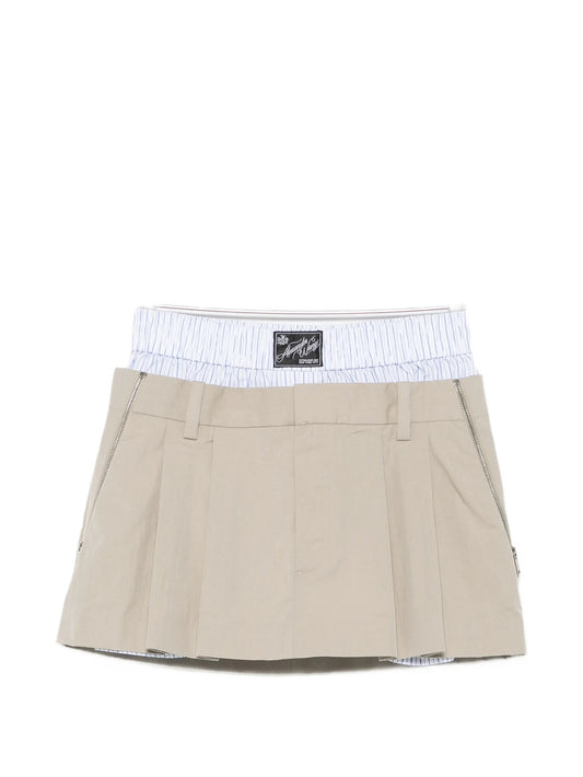 pleated zip-detail skort