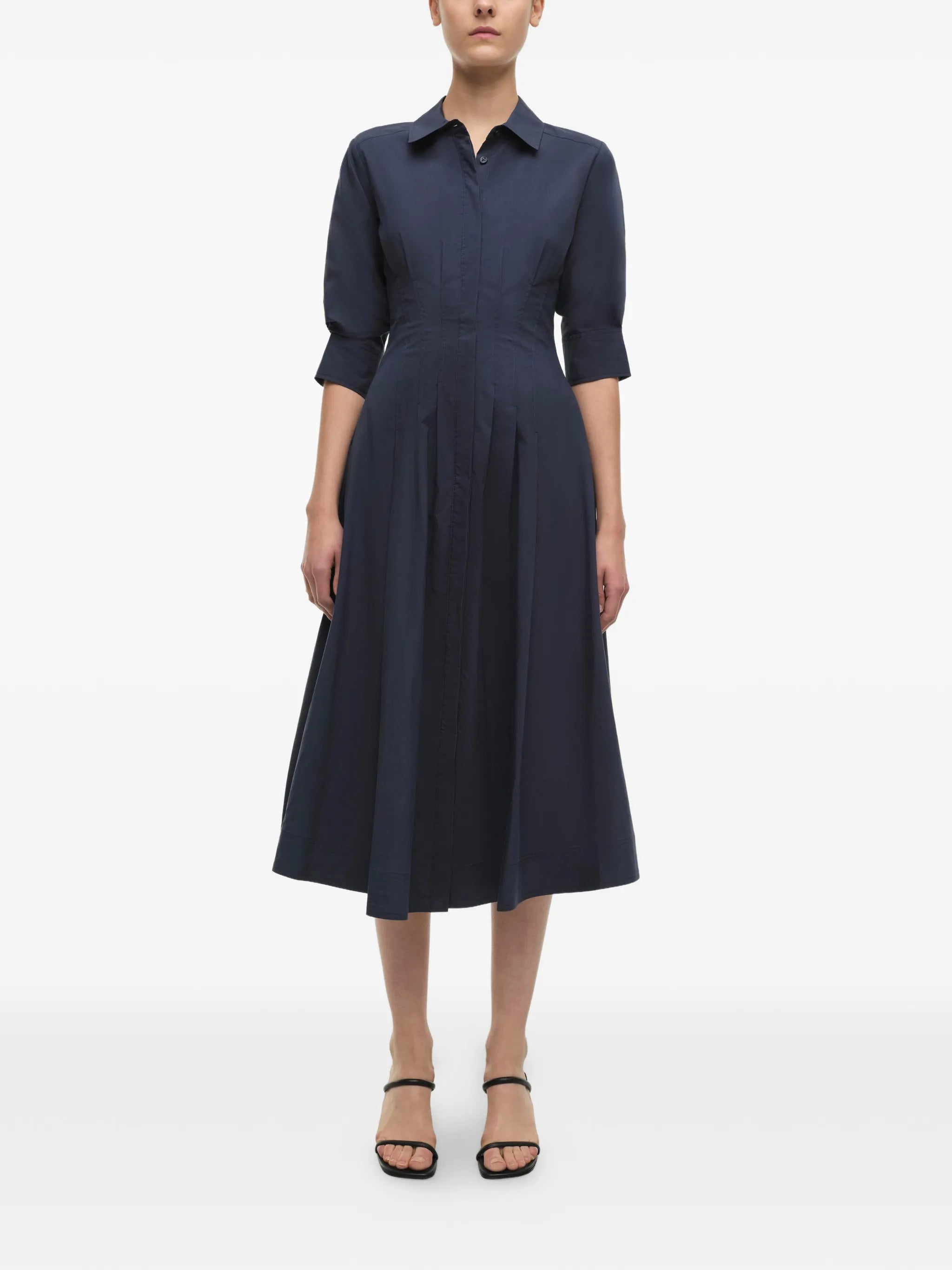 Jazz pintucked cuffed midi dress